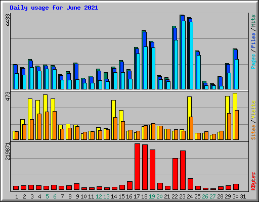 Daily usage for June 2021