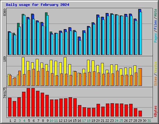 Daily usage for February 2024